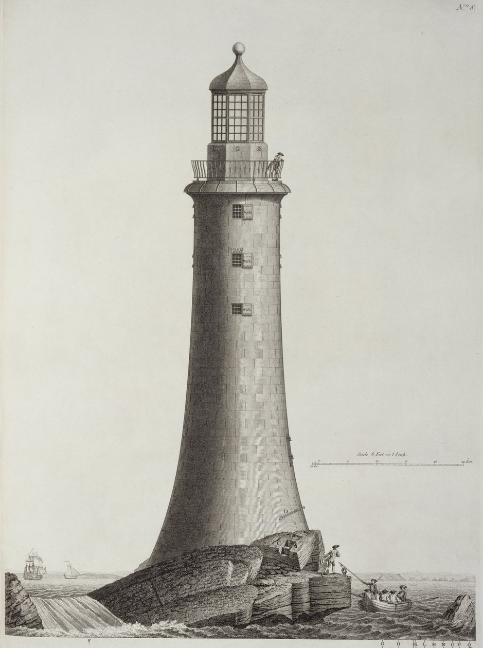Latarnia Eddystone grawerowana przez Edwarda Rookera (ok. 1712-74), 1763 autorstwa Henry Winstanley