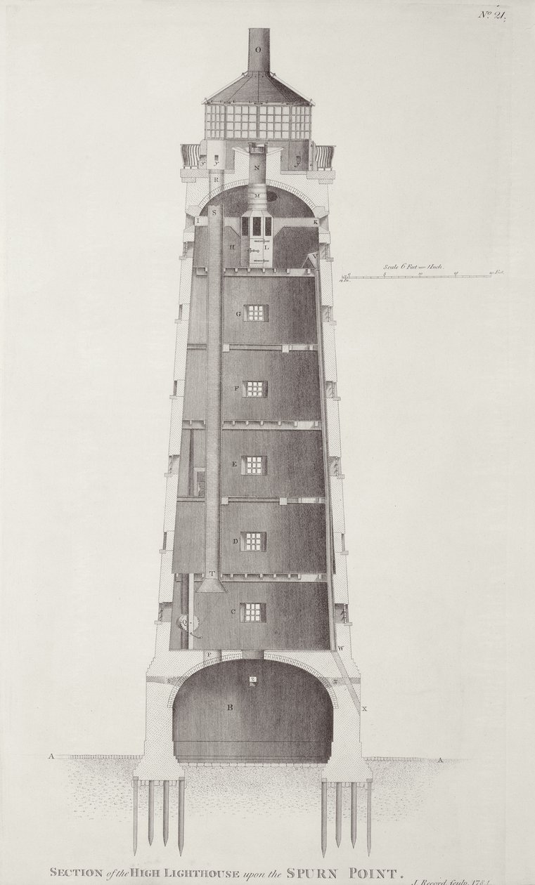 Latarnia Eddystone grawerowana przez Johna Recorda (fl.1768-80), 1781 autorstwa Henry Winstanley