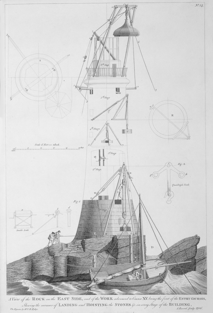 Latarnia Eddystone grawerowana przez Johna Recorda (fl.1768-86), 1786 autorstwa Henry Winstanley