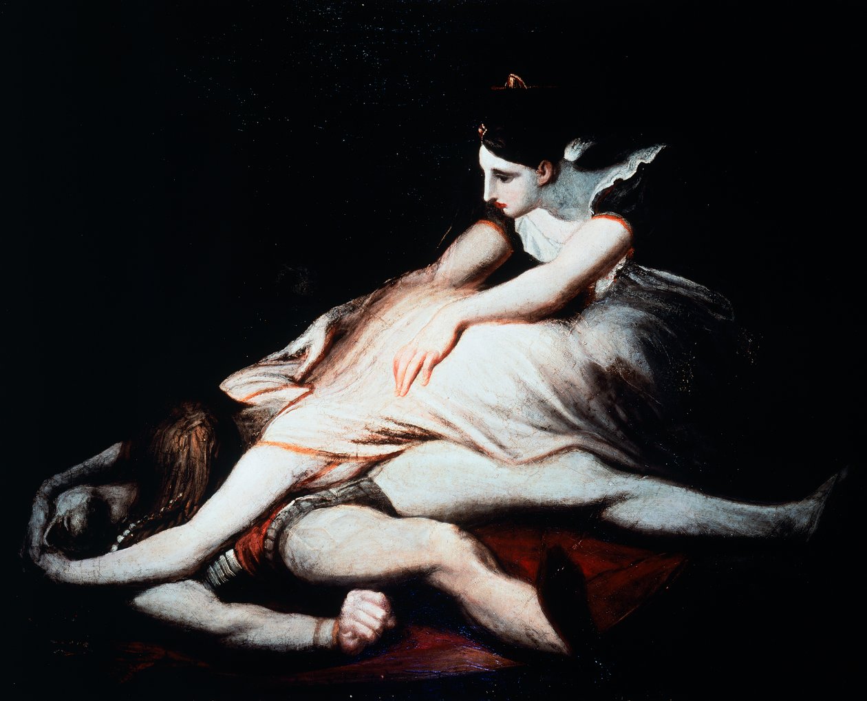 Kriemhild rzuca się na zwłoki Zygfryda autorstwa Johann Heinrich Füssli