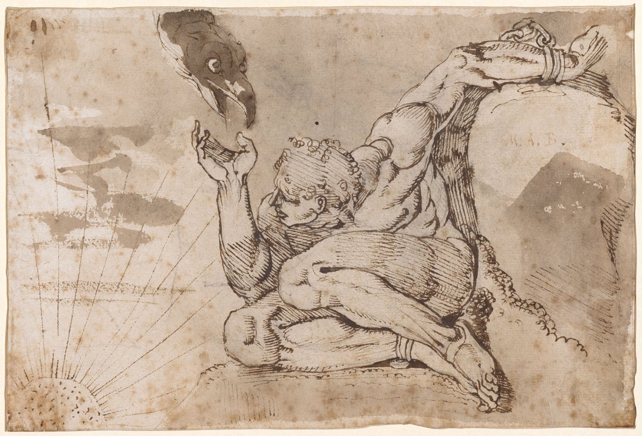 Prometeusz (nagi mężczyzna z przyznanymi 5 punktami) autorstwa Henry (1741 1825) Fuseli