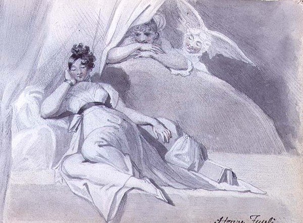 Sen Tytanii, ok.1809-13 (ołówek i pranie) autorstwa Johann Heinrich Füssli
