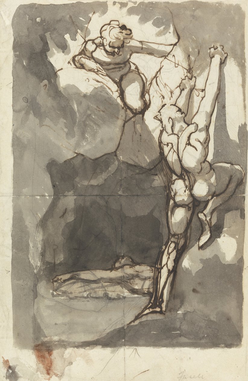 Studium „Odnalezienie ciała Bassanio” autorstwa Henry  Fuseli