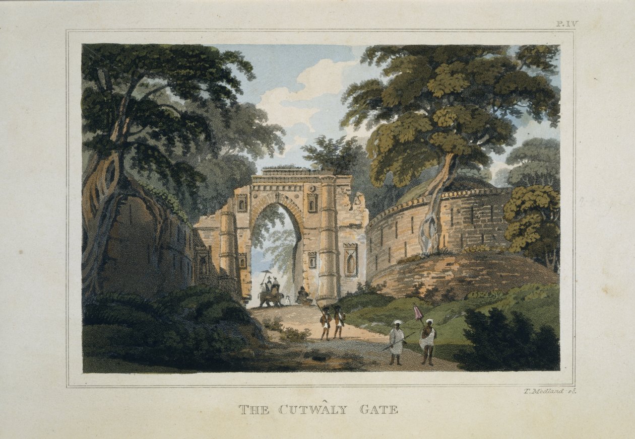 Brama Katwali i „Kotwali Darwaza”, ruiny Gaur autorstwa Henry (after) Creighton