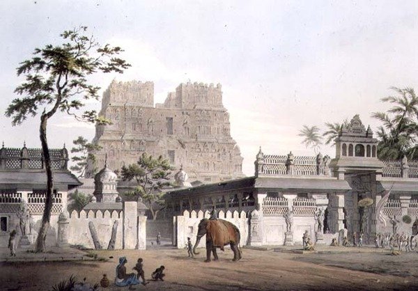 Pagoda w Rammisseram, tablica IX, sztych. J. Bluck (fl.1791-1831) 1809 (rycina) autorstwa Henry (after) Salt