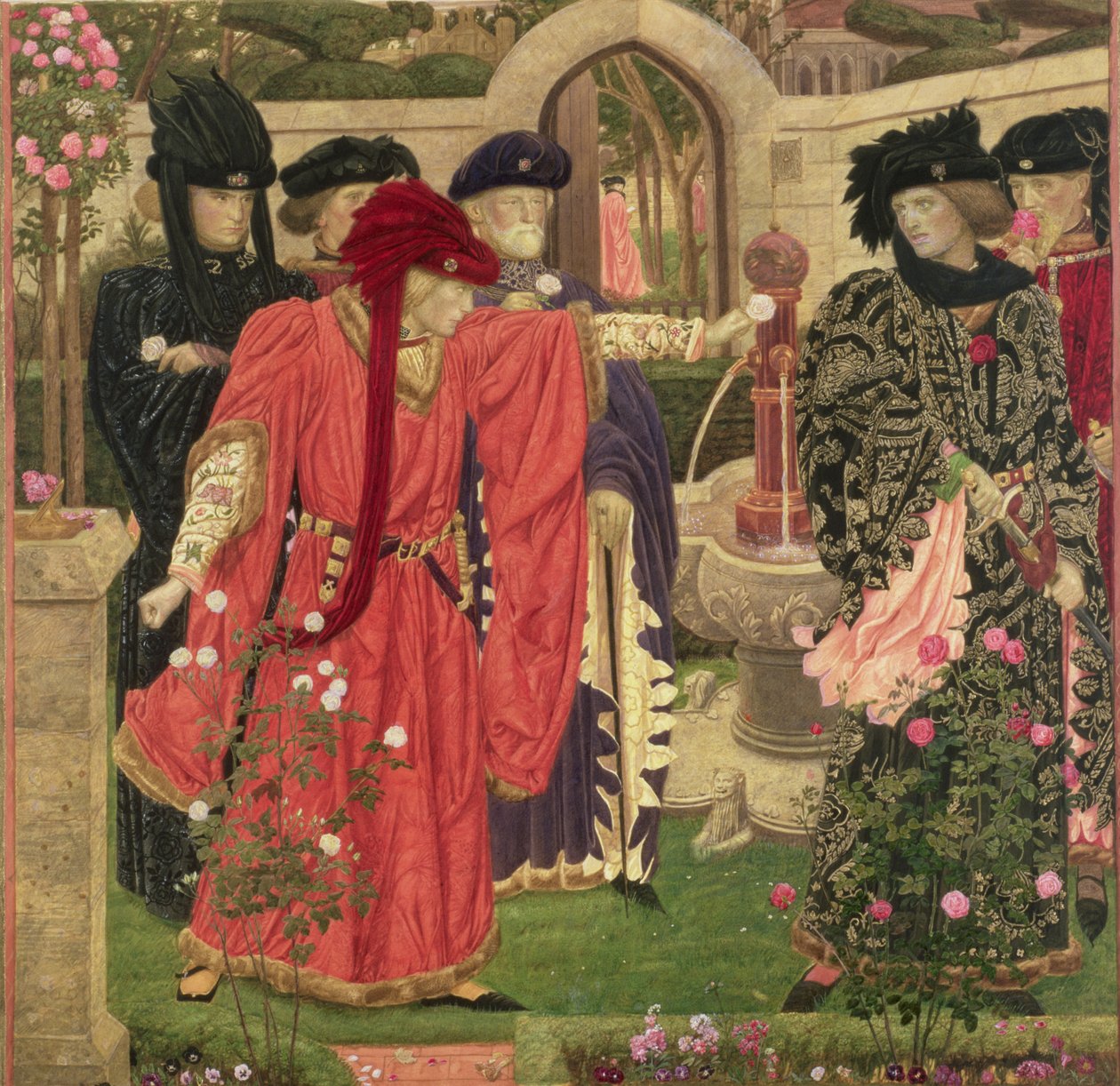 Wybór czerwonych i białych róż w ogrodzie świątynnym, 1910 autorstwa Henry A. Payne