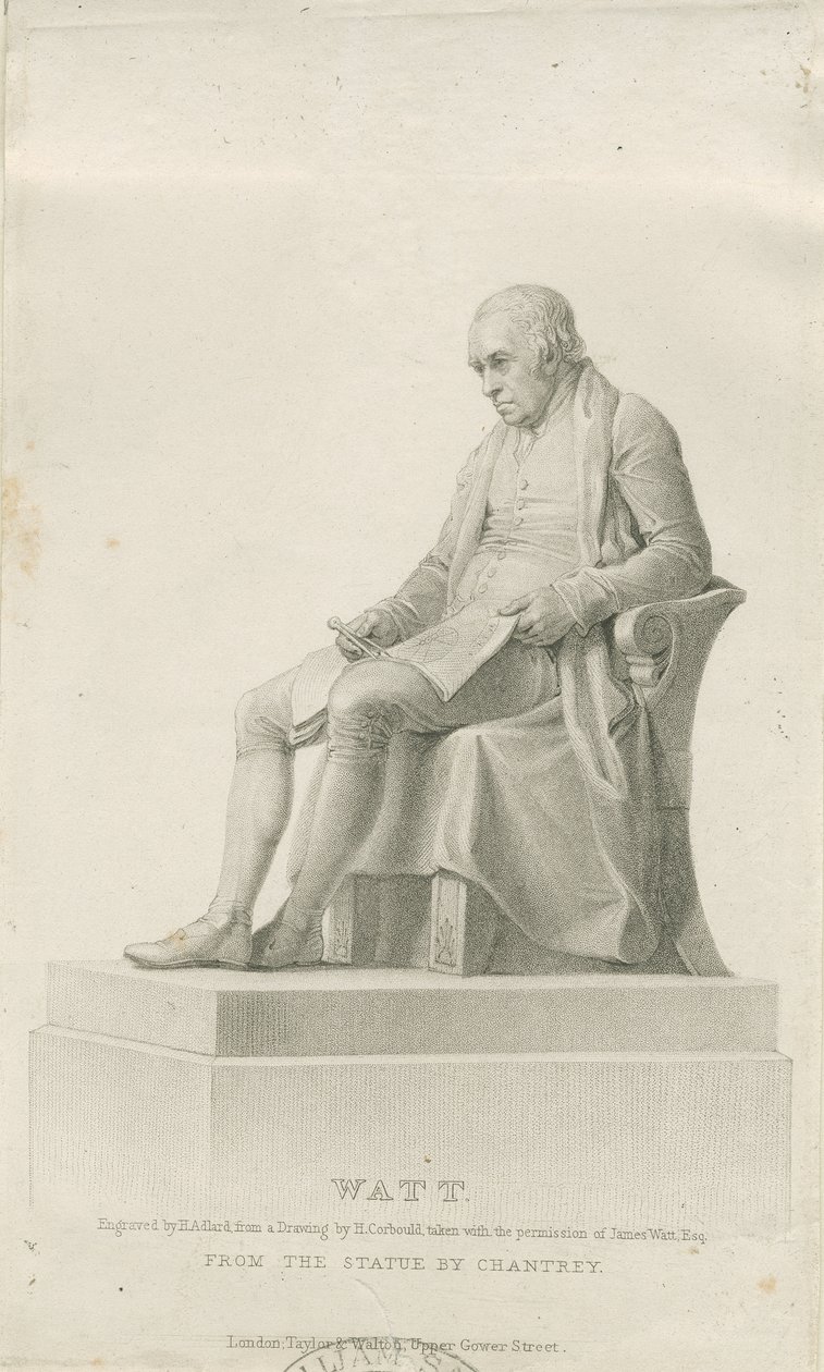 Handsworth - Monument of James Watt: grawerowanie punktowe i [?XIX wiek] (druk) autorstwa Henry Adlard