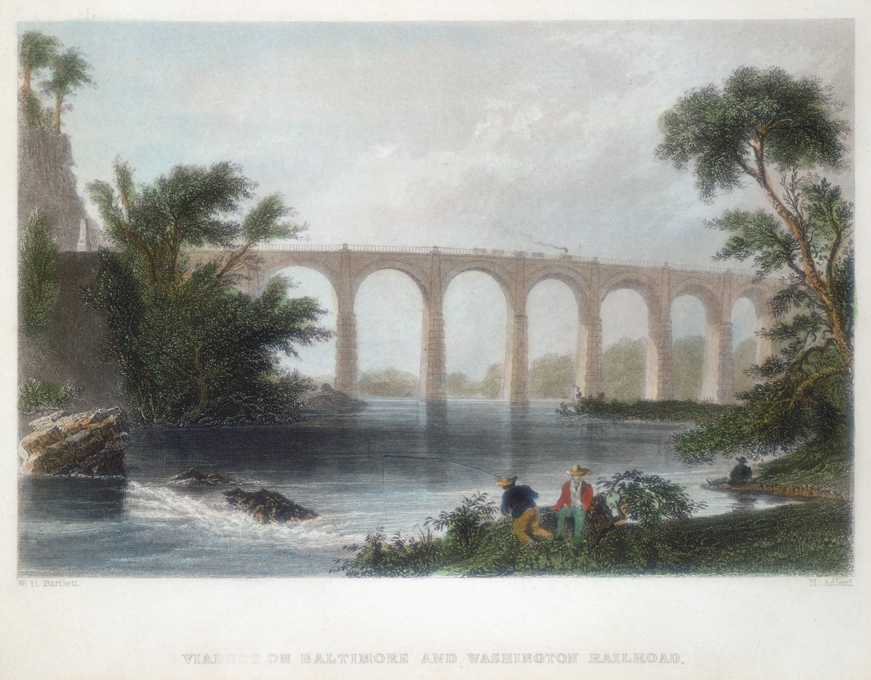 Wiadukt na Baltimore & Washington Railroad, c1838 autorstwa Henry Adlard