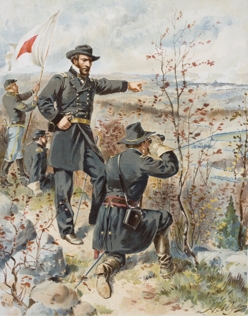 Generał Sherman na górze Kenesaw podczas bitwy pod przełęczą Allatoona, 4 października autorstwa Henry Alexander (after) Ogden