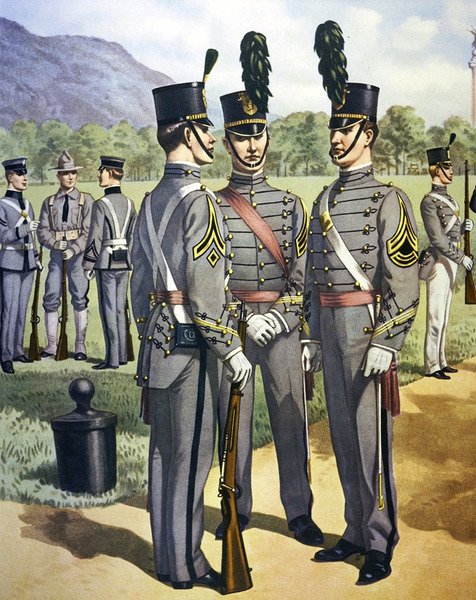 Mundur podchorążych Akademii Wojskowej West Point z lat 1902-07 (kolor lito) autorstwa Henry Alexander (after) Ogden