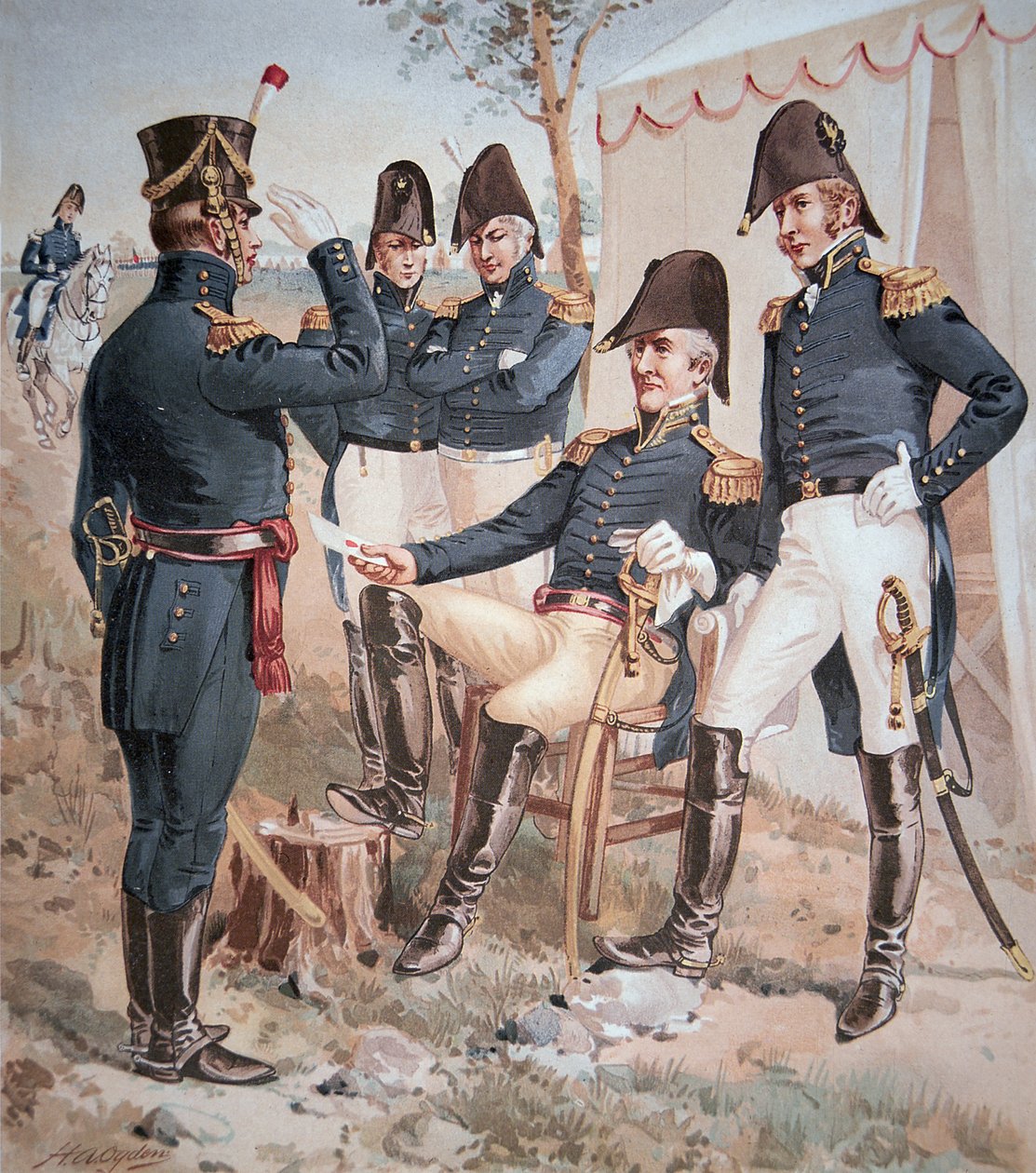 Generał Andrew Jackson (1767-1845) i jego sztab w terenie autorstwa Henry Alexander Ogden