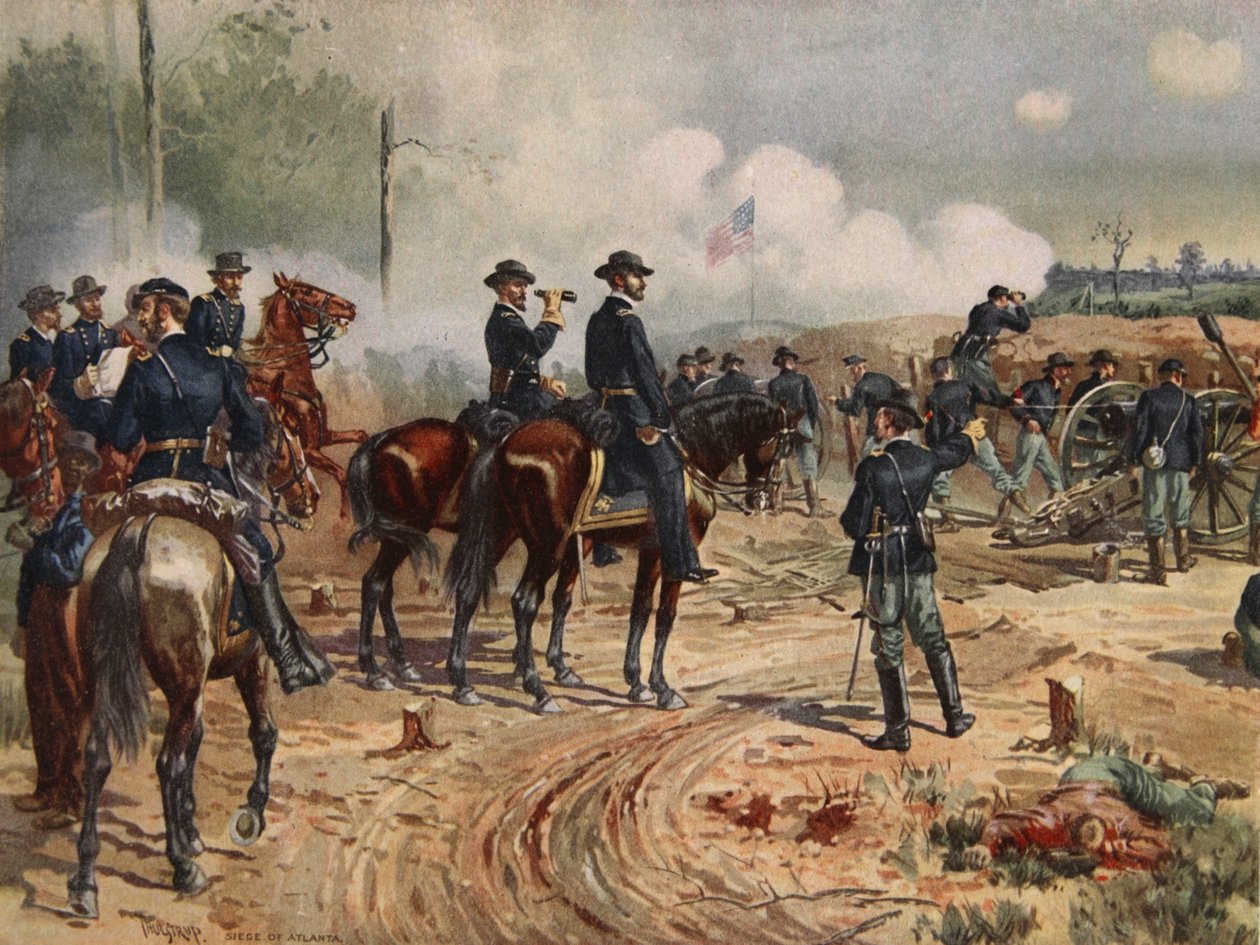 Oblężenie Atlanty, 28 lipca – 2 września 1864 (litografia kolorowa) autorstwa Henry Alexander Ogden