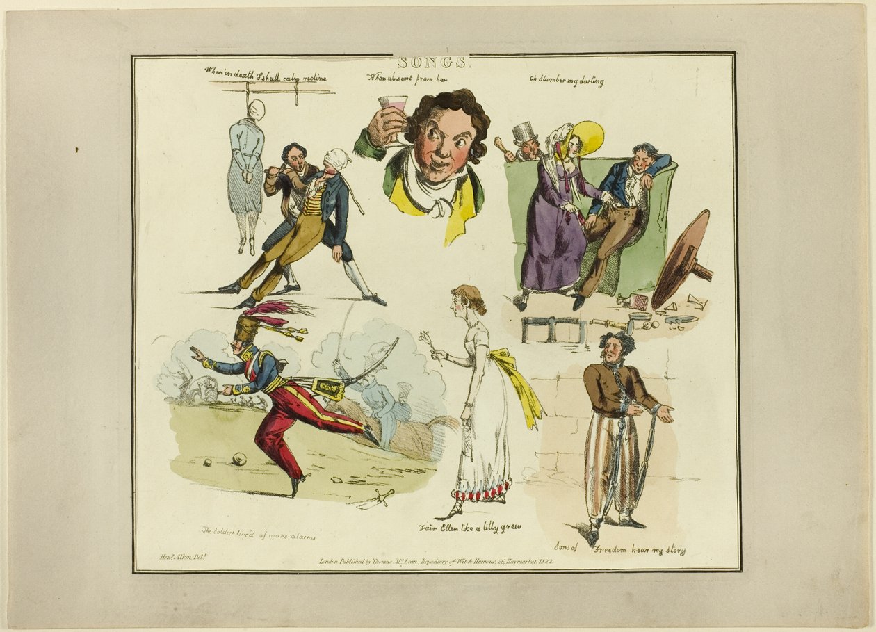 Płyta z ilustracjami do popularnych piosenek autorstwa Henry Alken