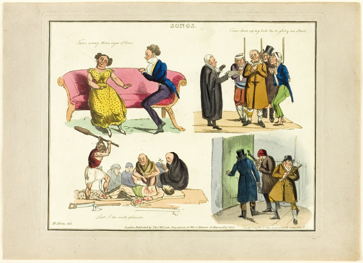 Płyta z ilustracjami do popularnych piosenek autorstwa Henry Alken