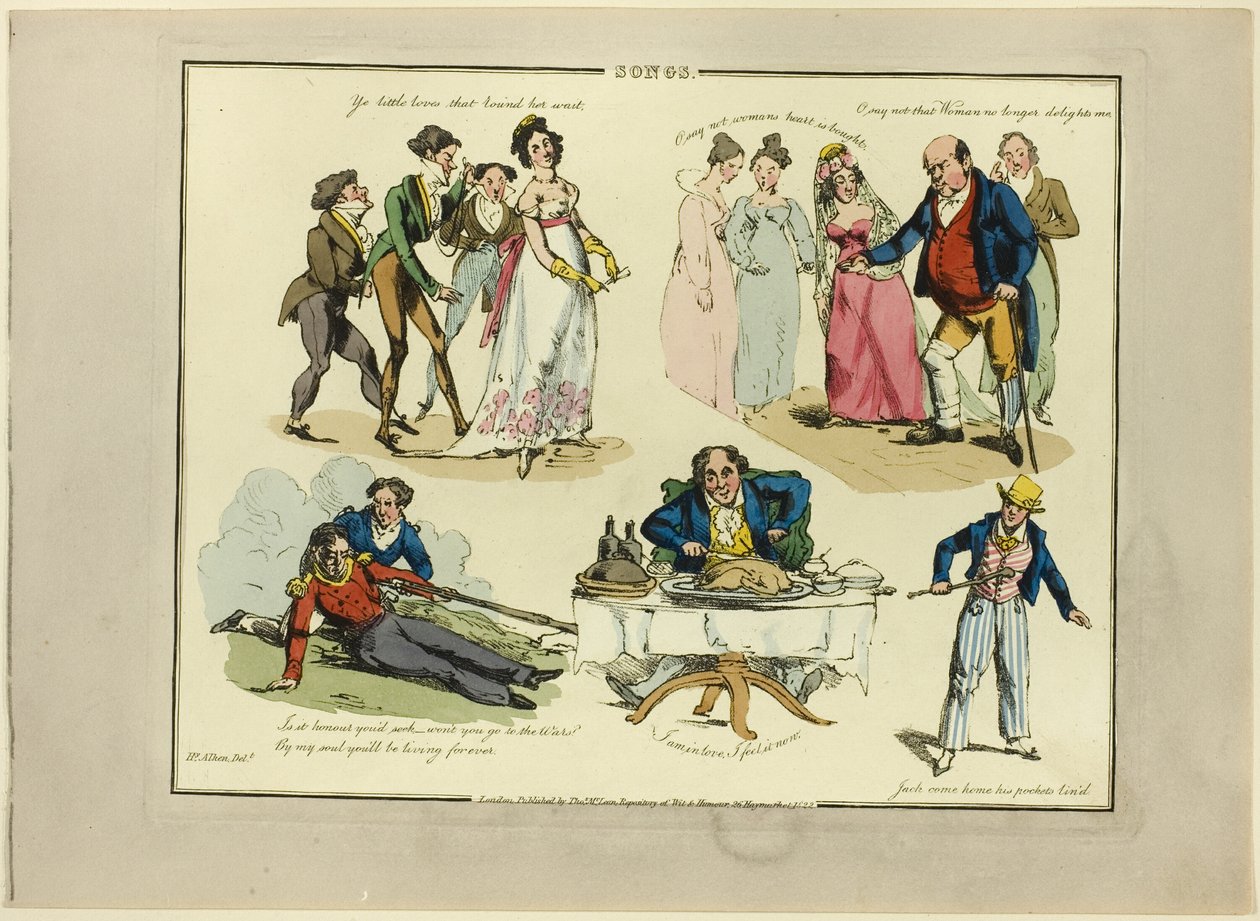 Płyta z ilustracjami do popularnych piosenek autorstwa Henry Alken