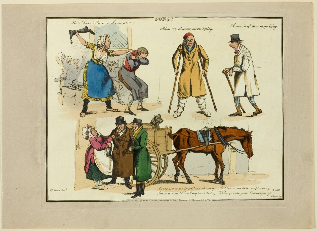 Płyta z ilustracjami do popularnych piosenek autorstwa Henry Alken