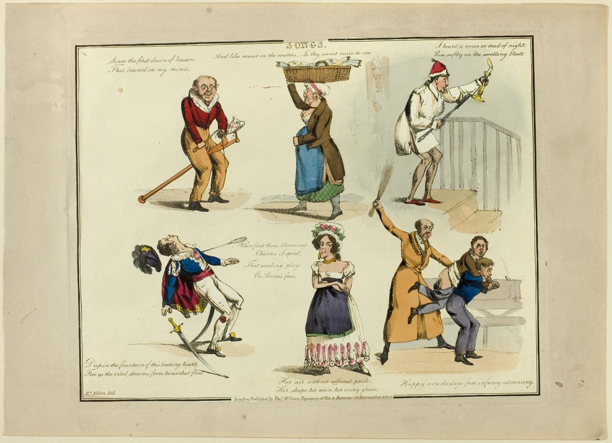 Płyta z ilustracjami do popularnych piosenek autorstwa Henry Alken