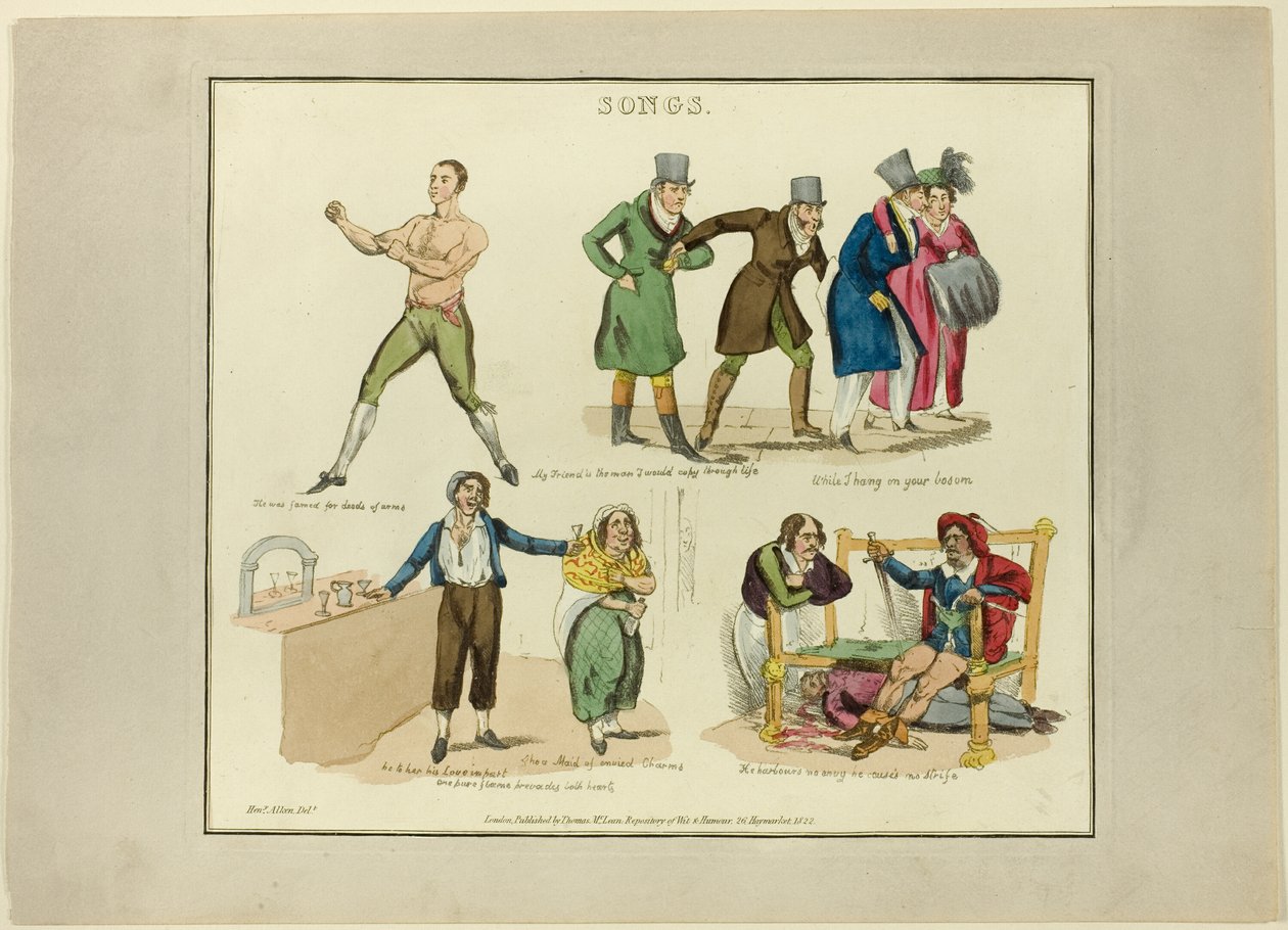 Płyta z ilustracjami do popularnych piosenek autorstwa Henry Alken