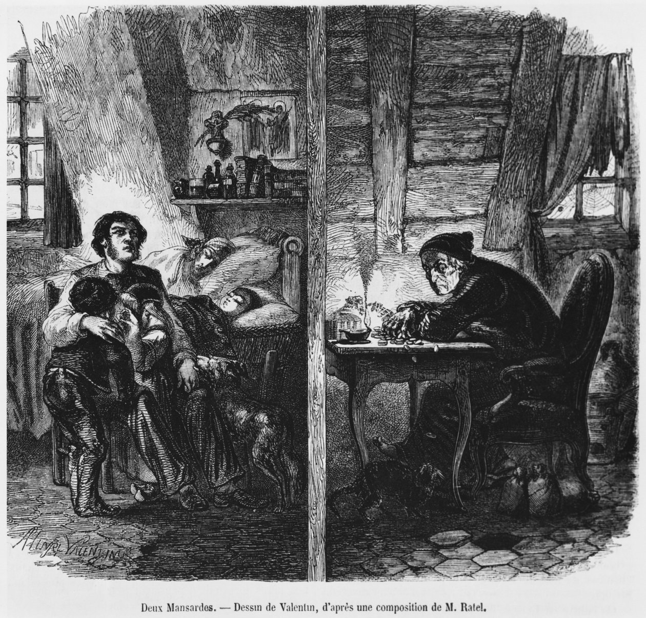 Dwie wieżyczki, ilustracja z "Le Magasin Pittoresque", Paryż, 1855 r. autorstwa Henry Augustin Valentin
