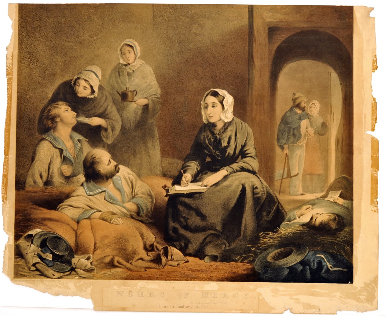 "Dzieła Miłosierdzia: Szpital Therapii, 1 stycznia 1855", rycina J.A. Zima, wyd. Rudolph Ackermann, 19 lutego 1855 autorstwa Henry Barraud