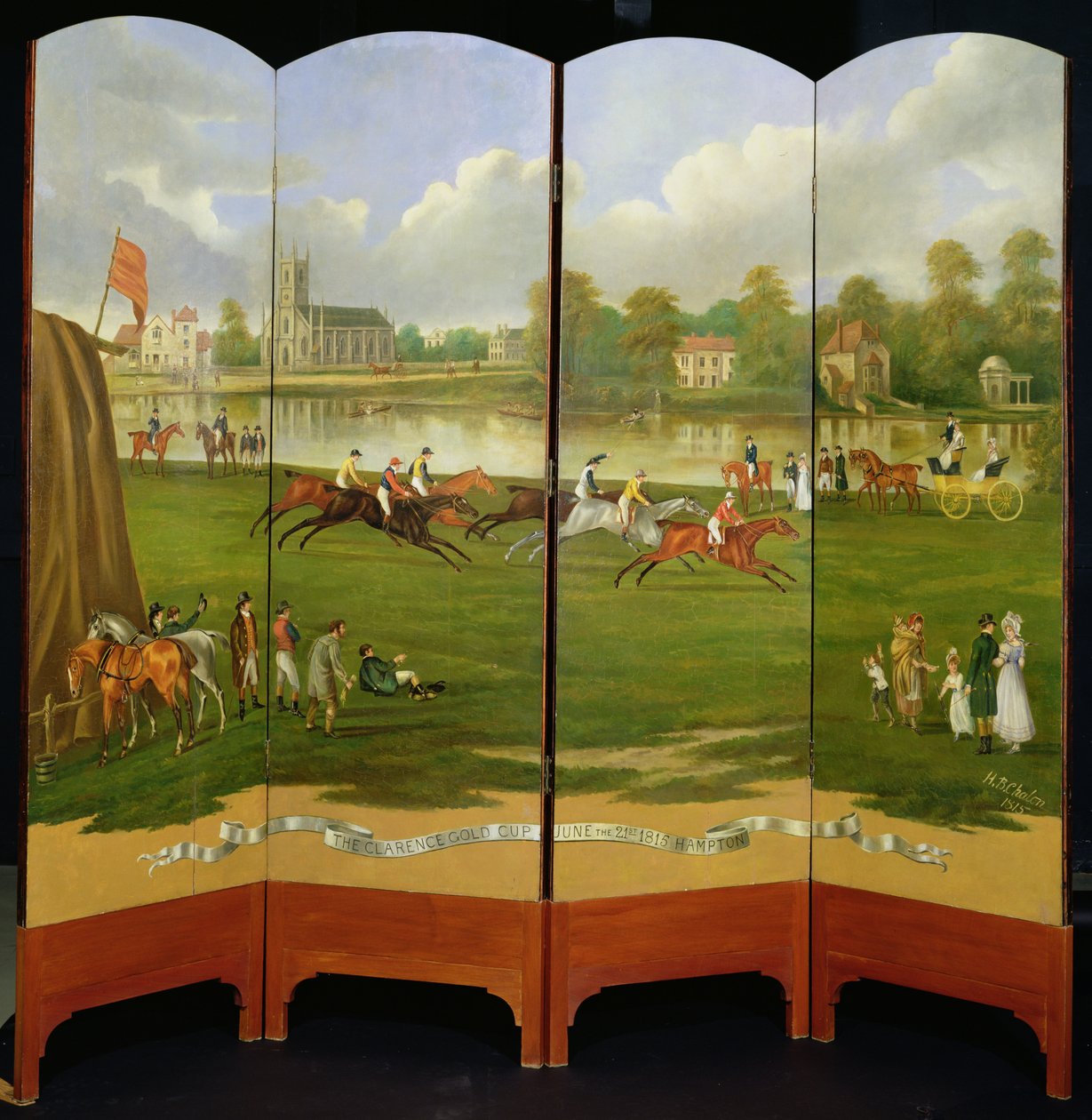 Rozpoczęcie wyścigu o Złoty Puchar Clarence w Hampton, środa 21 czerwca 1815 r. autorstwa Henry Bernard Chalon