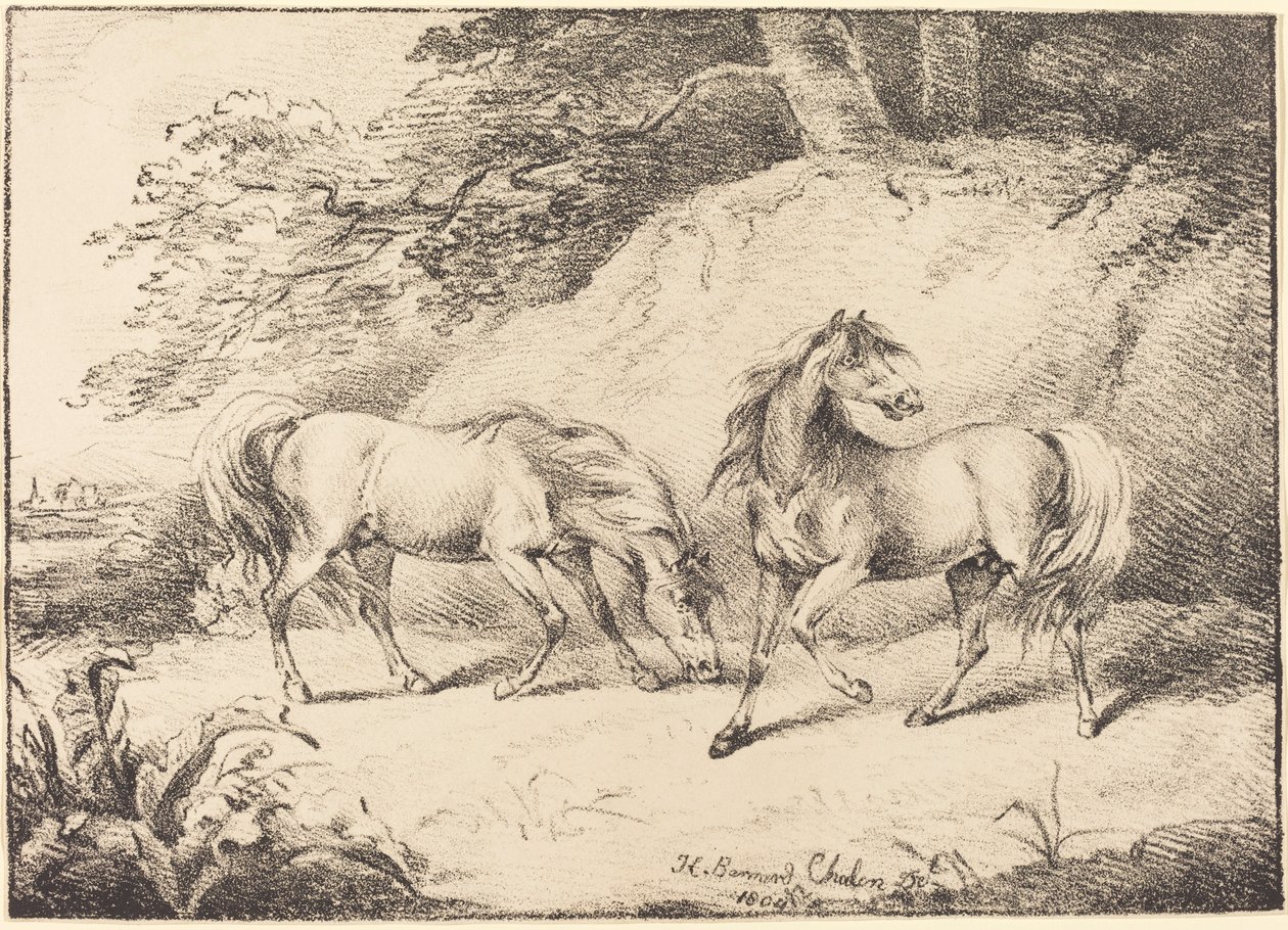 Dzikie konie autorstwa Henry Bernard Chalon
