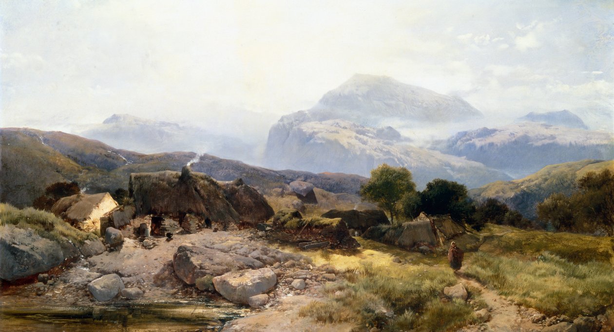 Na walijskich wzgórzach (olej na płótnie) autorstwa Henry Bright