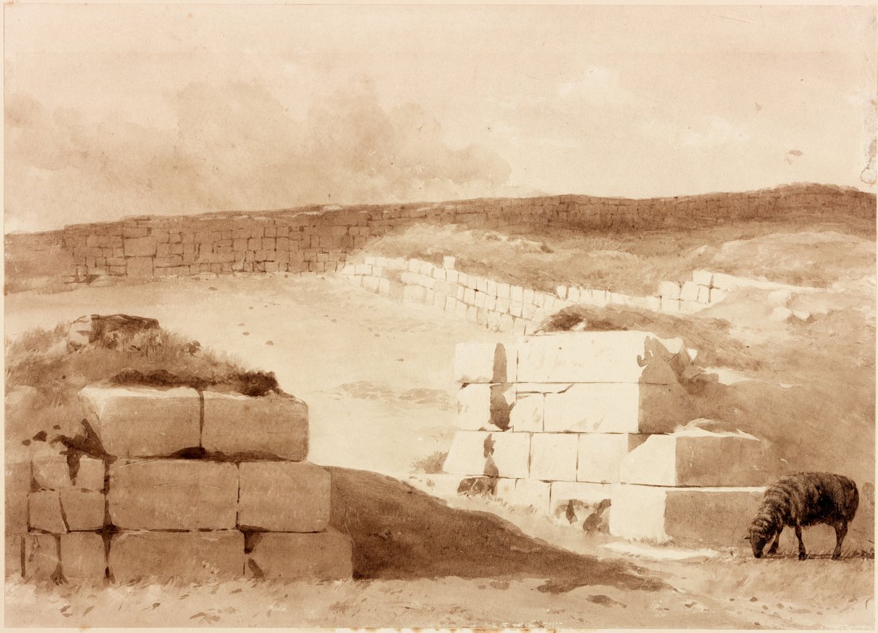 South Gateway, Cawfields (ołówek i akwarela na papierze (wklejone na karton)) autorstwa Henry Burdon Richardson