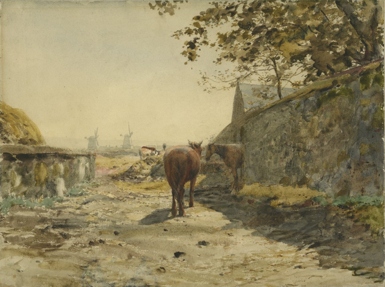 Widok na mury baraku na Leazes, Newcastle upon Tyne (wc na papierze, na karcie) autorstwa Henry Burdon Richardson