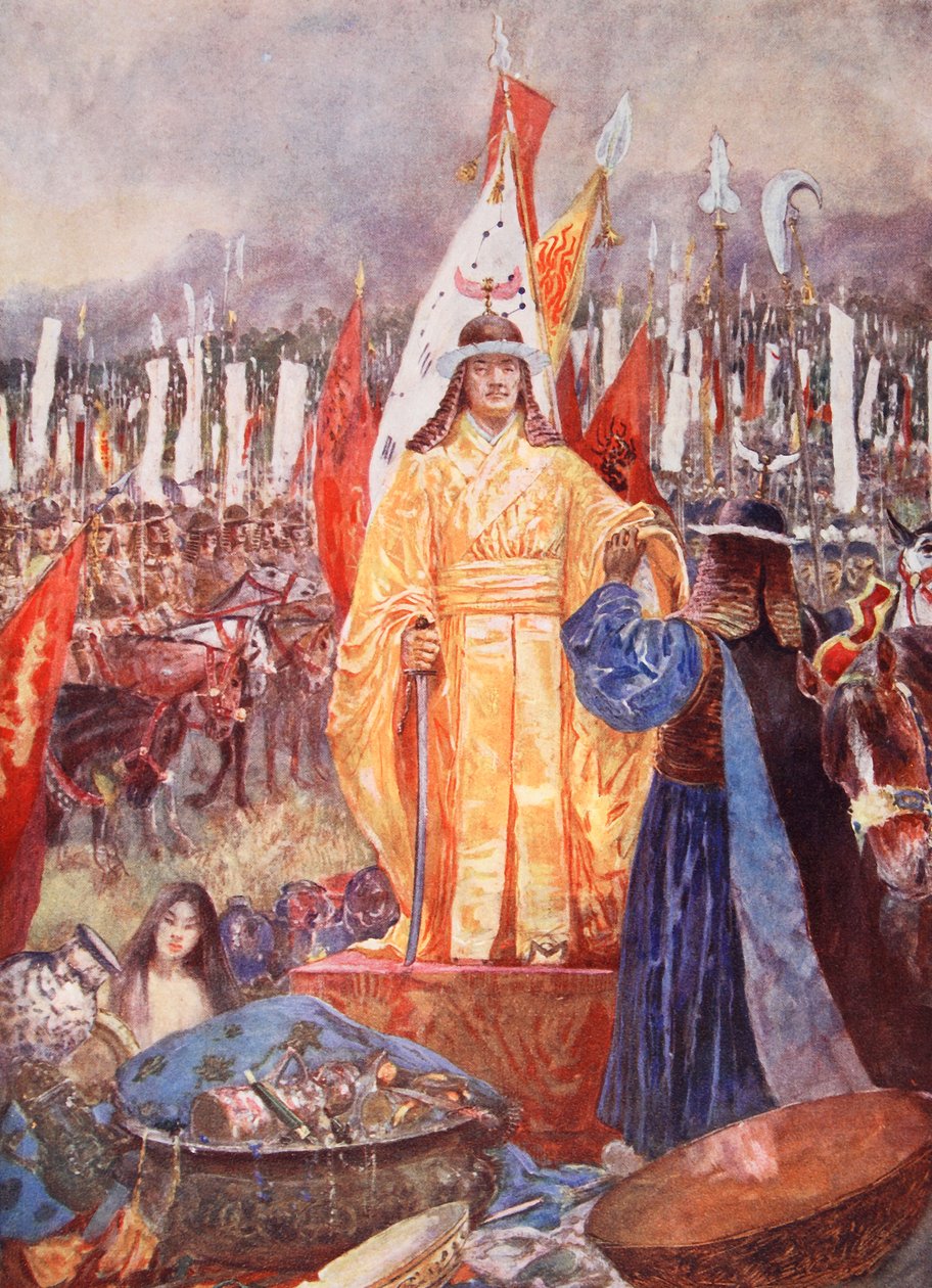 Wielki marszałek ogłoszony cesarzem na polu bitwy, ilustracja z "Hutchinsons History of the Nations", ok. 1920 r. autorstwa Henry Charles Seppings Wright