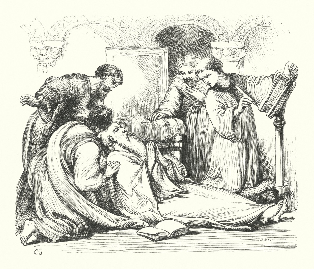 Śmierć Czcigodnego Bedy (rycina) autorstwa Henry Courtney (after) Selous