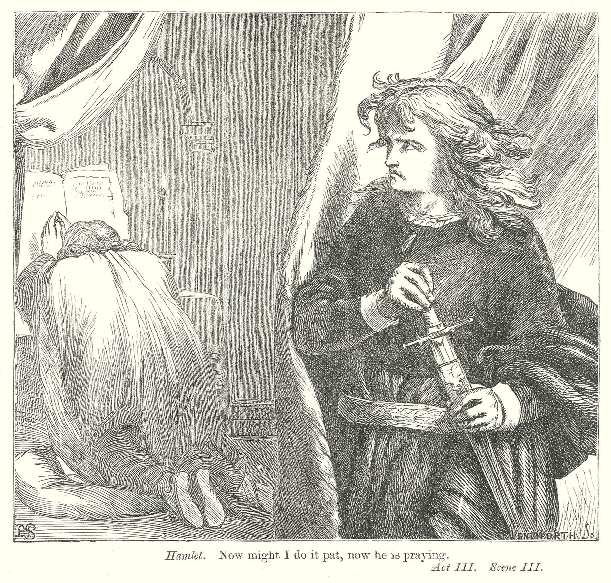 Hamlet (rycina) autorstwa Henry Courtney (after) Selous
