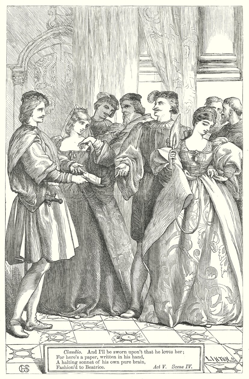 Wiele hałasu o nic (grawerunek) autorstwa Henry Courtney (after) Selous