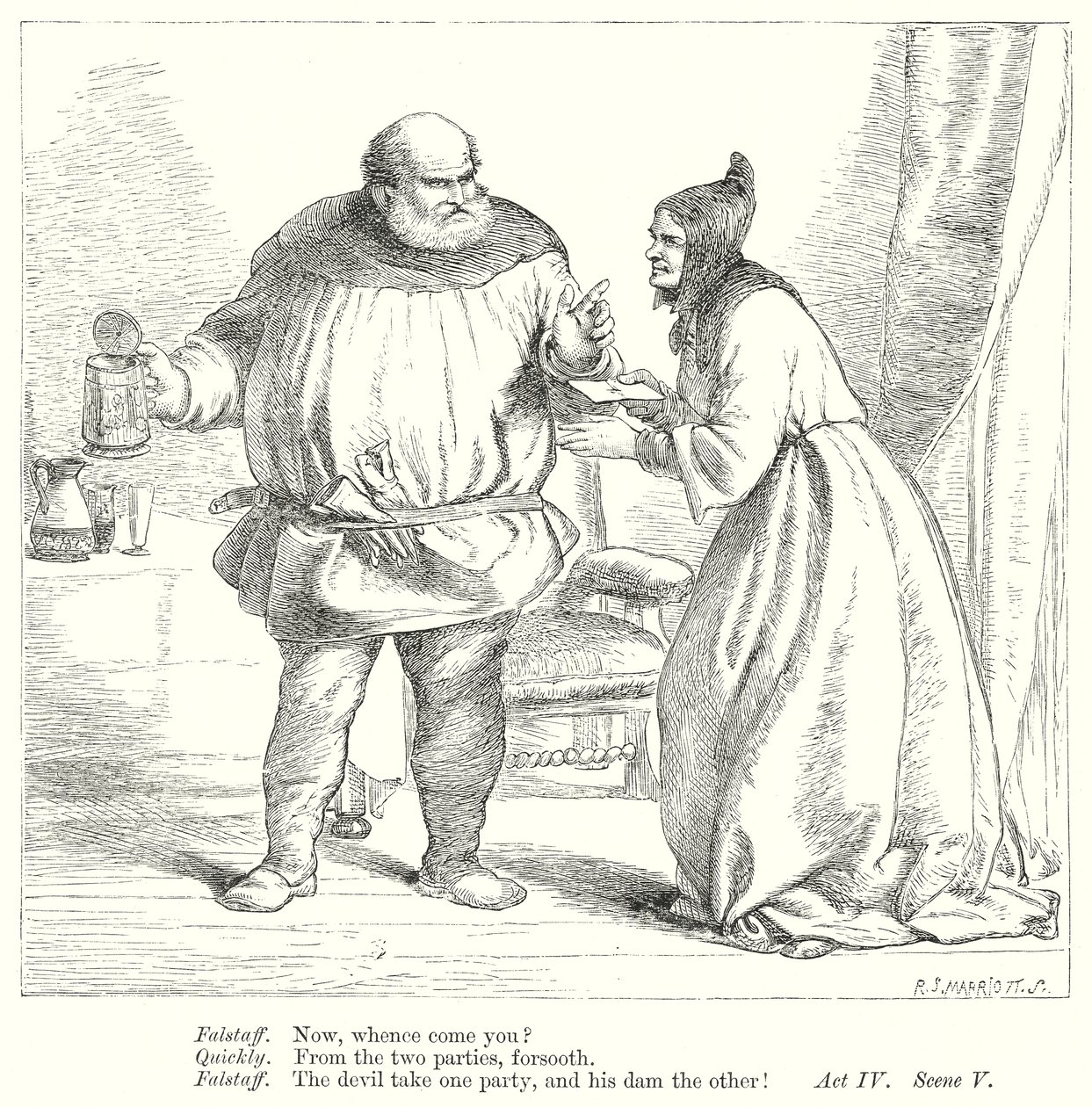 Wesołe kumoszki z Windsoru (rycina) autorstwa Henry Courtney (after) Selous