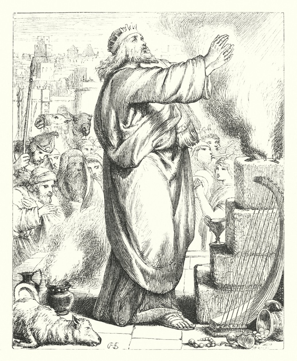 Ofiara Dawida (rycina) autorstwa Henry Courtney (after) Selous