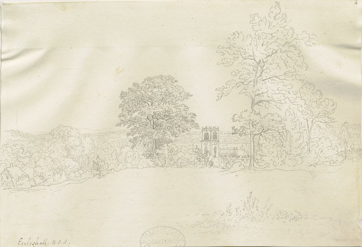 Eccleshall Village: rysunek długopisem, bd [1788-1855] (rysunek) autorstwa Henry Curzon Allport