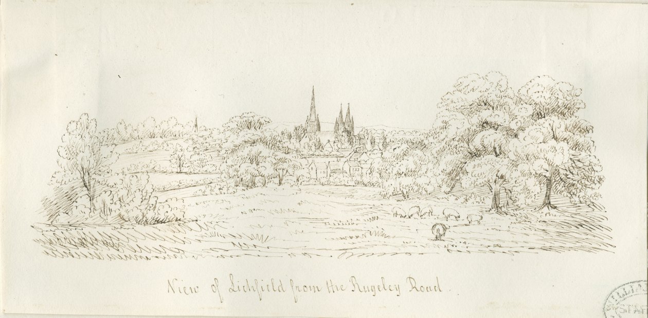 Lichfield - North View (odległe): rysunek piórkiem, nd [1788-1855] (rysunek) autorstwa Henry Curzon Allport