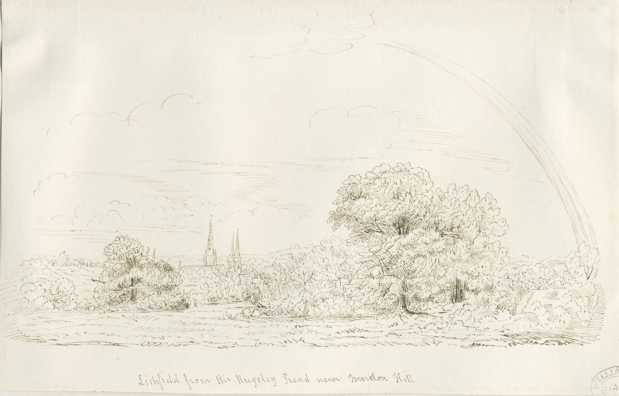 Lichfield - North View (odległe): rysunek piórkiem, nd [1788-1855] (rysunek) autorstwa Henry Curzon Allport