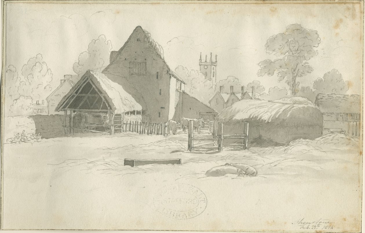 Shenstone - Farma: rysunek w sepii, bd [1788-1855] (rysunek) autorstwa Henry Curzon Allport