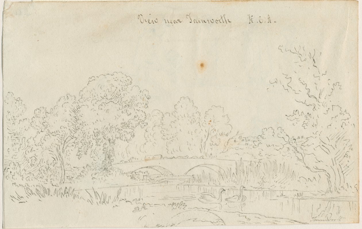 Tamworth - Most: rysunek długopisem, bd [1788-1855] autorstwa Henry Curzon Allport