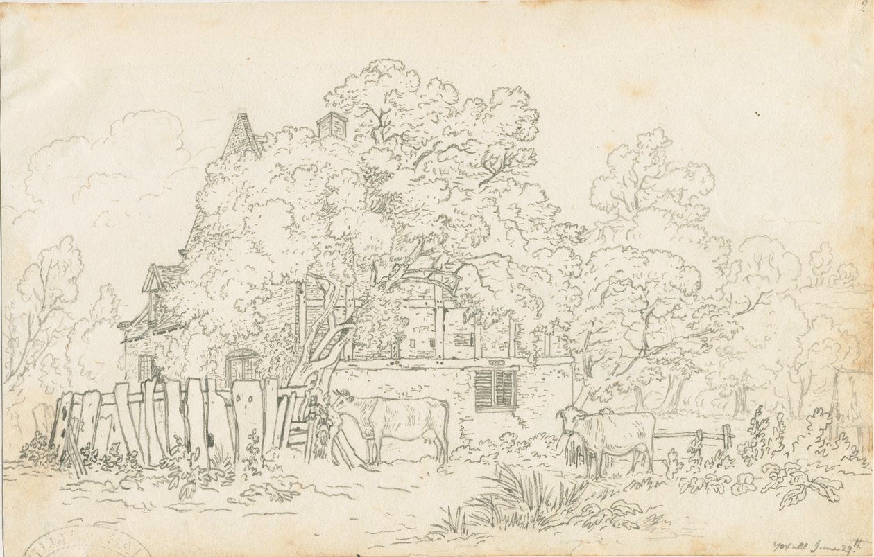 Yoxall - Old Farm House: rysunek ołówkiem, bd [c 1815] autorstwa Henry Curzon Allport