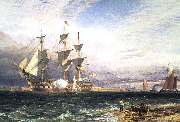 Sheerness, wyspa Sheppey, pozdrawianie straży autorstwa Henry Dawson
