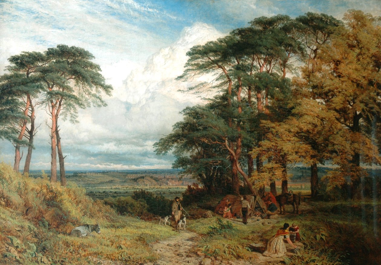 Obóz Cyganów i Nottingham z Wilford Hill, 1853 autorstwa Henry Dawson