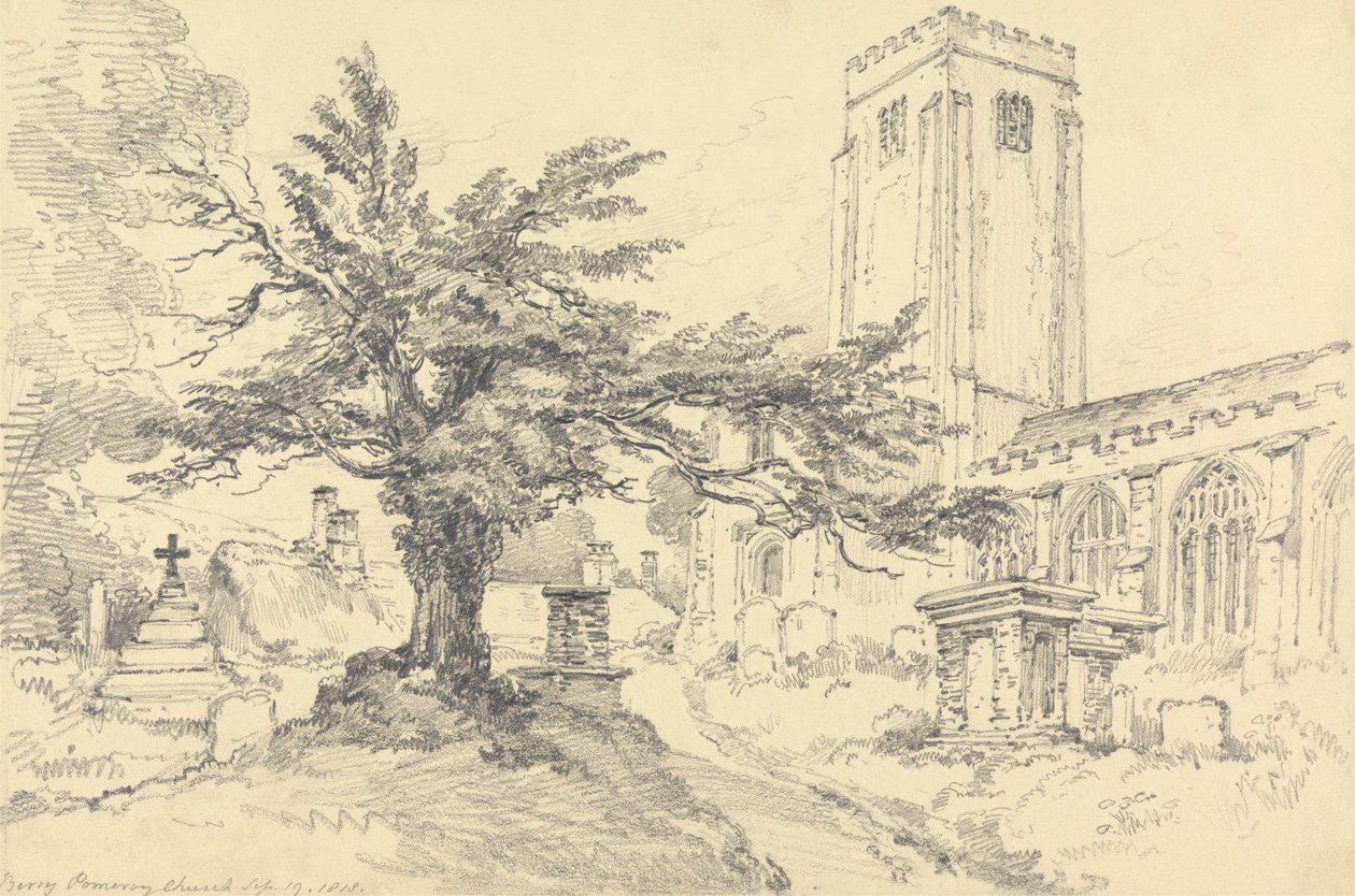 Kościół Berry Pomeroy autorstwa Henry Edridge