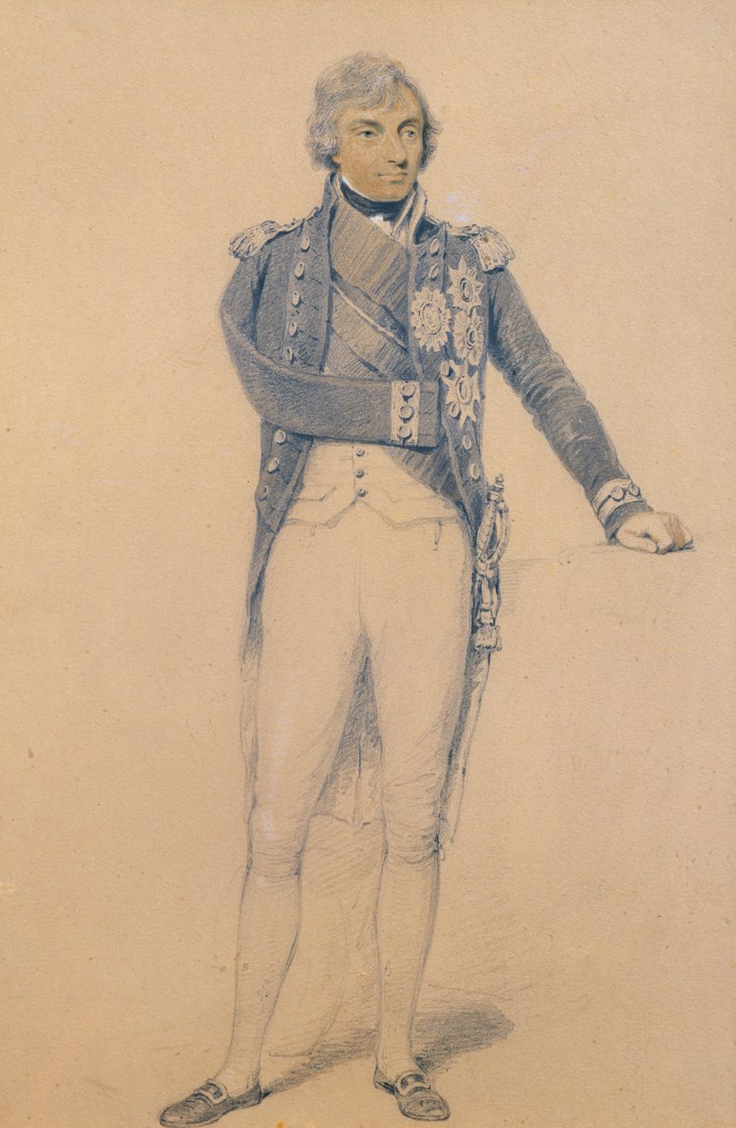 Horatio Nelson (1758-1805) (ołówek, tusz i gwasz na papierze) autorstwa Henry Edridge