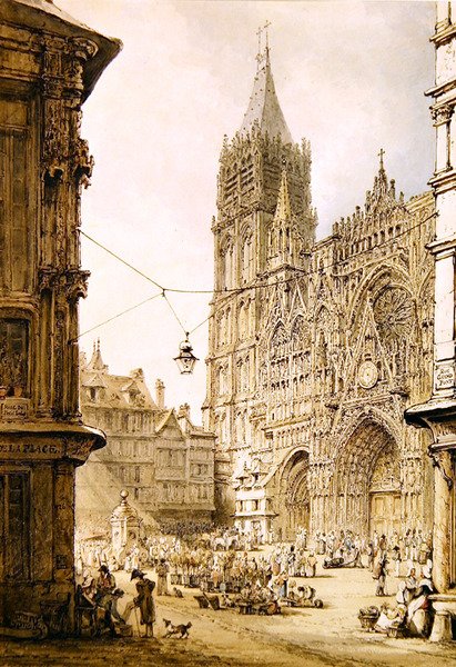 Katedra w Rouen, front zachodni autorstwa Henry Edridge
