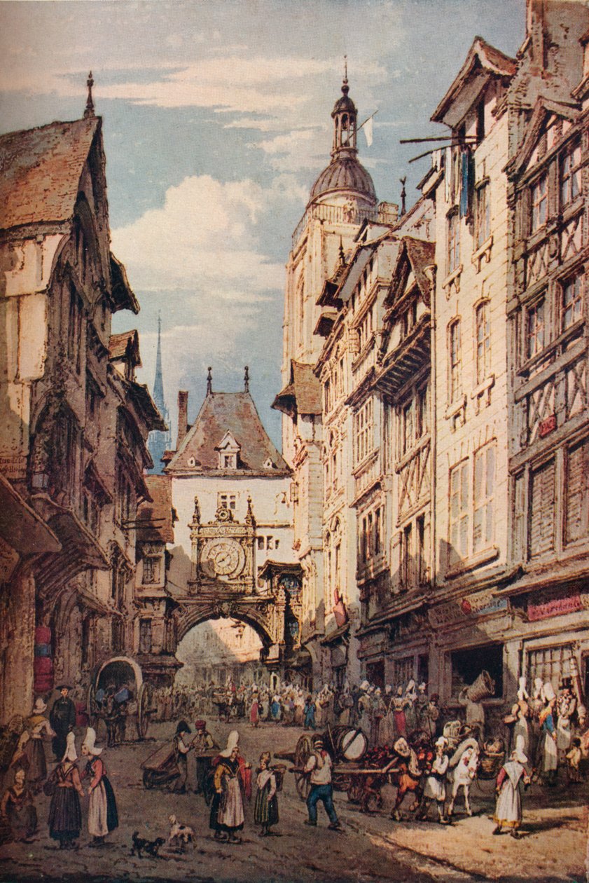 Rue De La Grosse Horloge, Rouen, 1821 autorstwa Henry Edridge