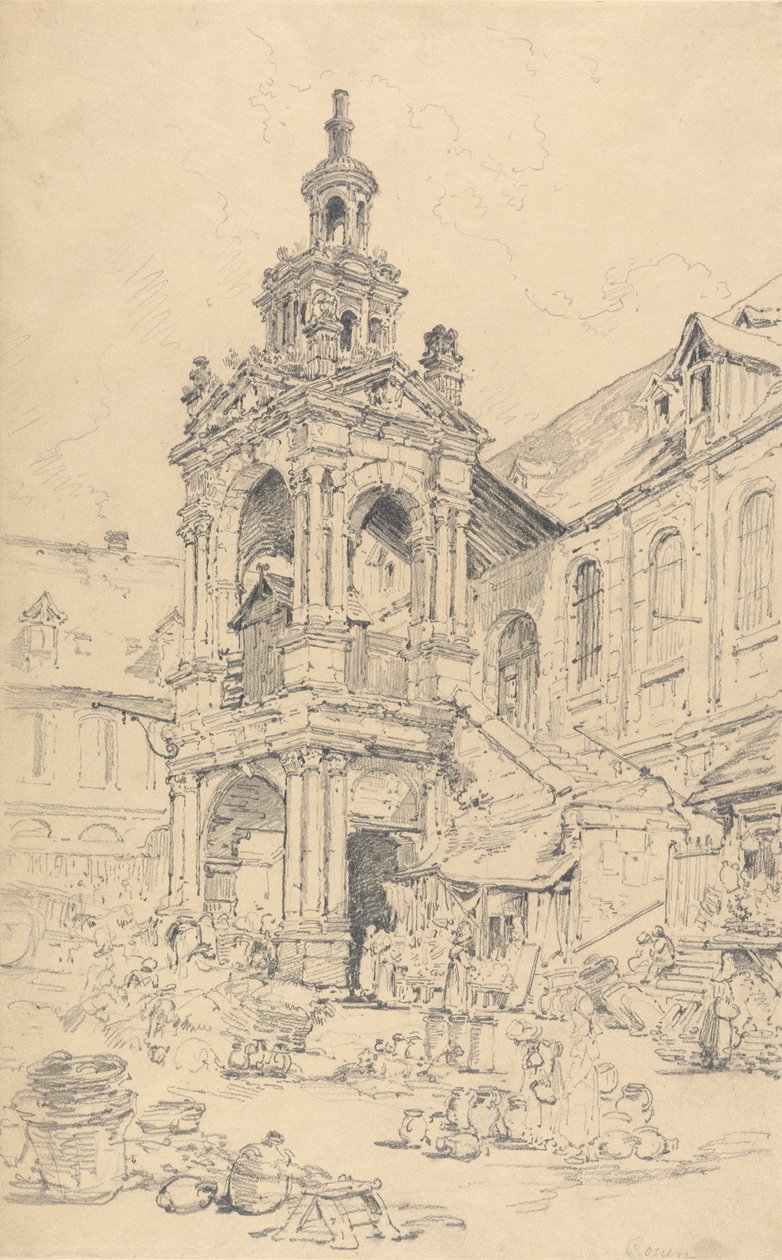 Ganek Halle z Haute Vielle Tour, Rouen autorstwa Henry Edridge
