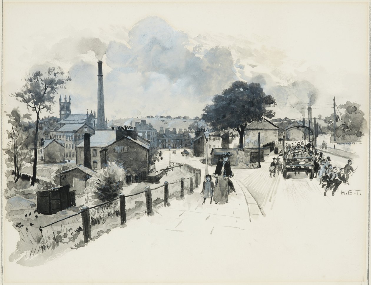 Blackley, Obdarta szkolna wycieczka do Bogin Hole Clough autorstwa Henry Edward Tidmarsh