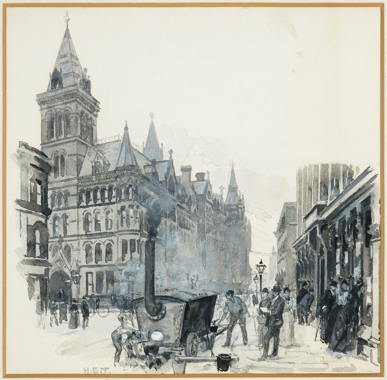 Corporation Road Making, Princess Street ja Town Hallpolish autorstwa Henry Edward Tidmarsh